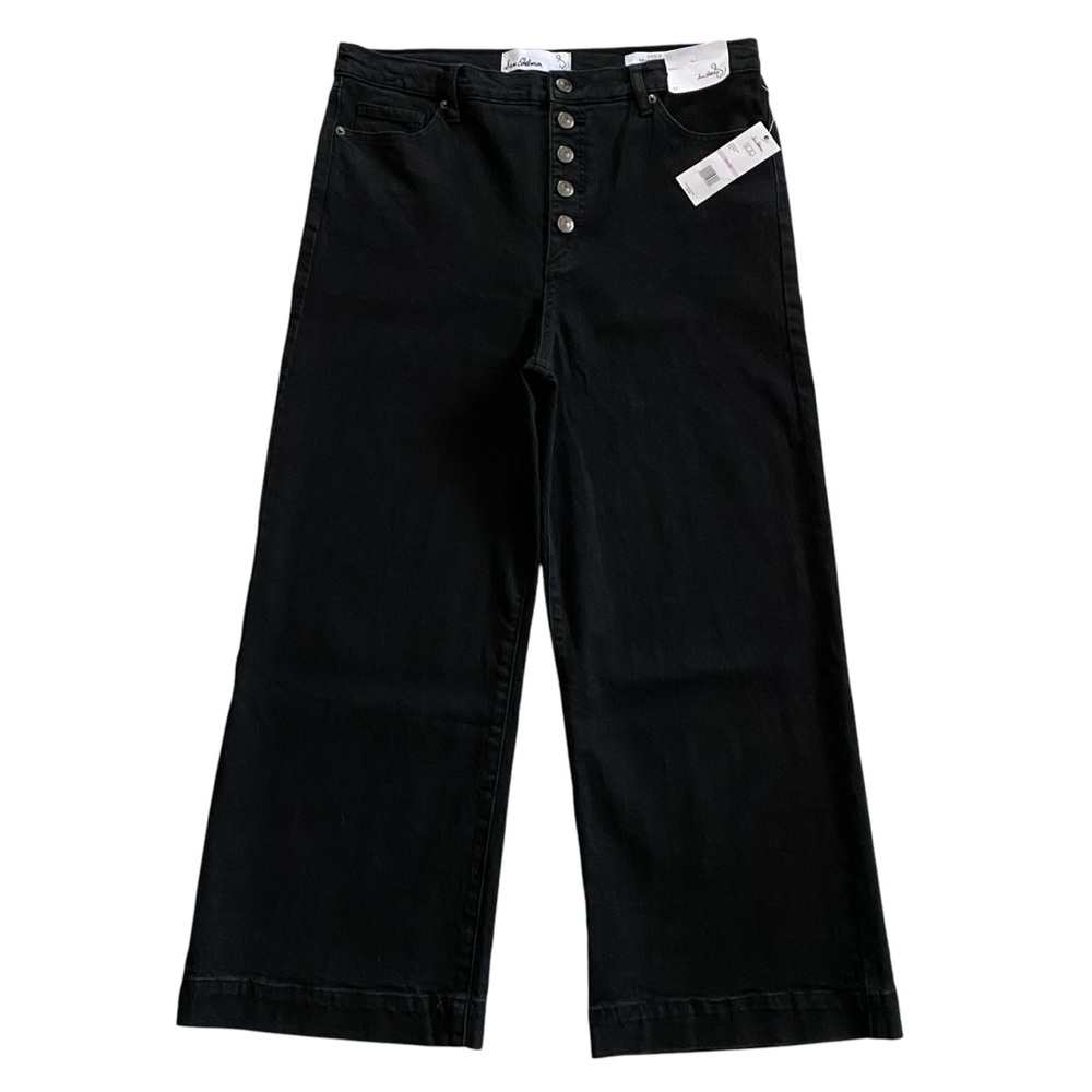 NWT Sam Edelman Codie High Rise Wide Leg Ankle Button Fly Black Jeans Size 32